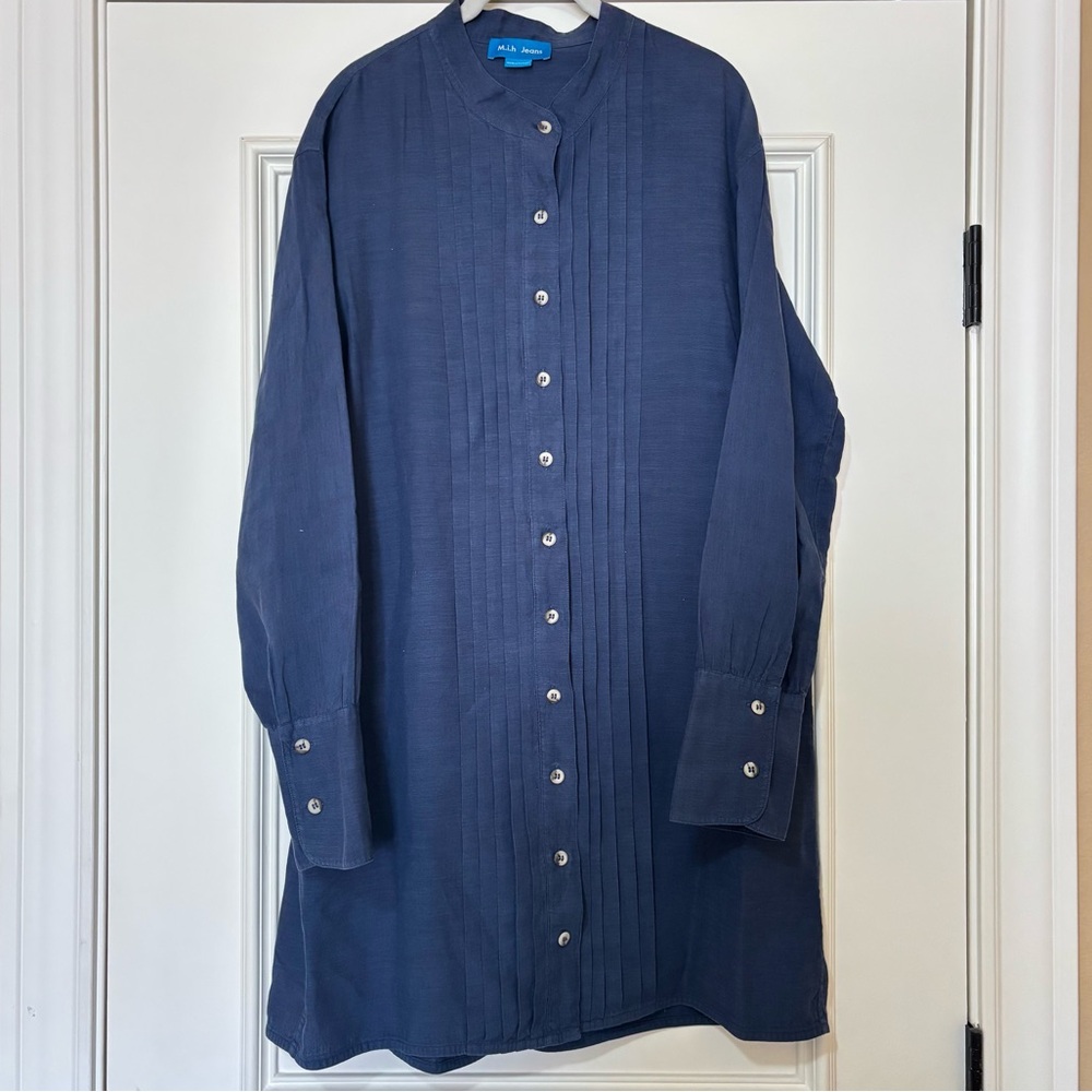 M.i.h Jeans Blue Button-Up Linen Tunic Shirt